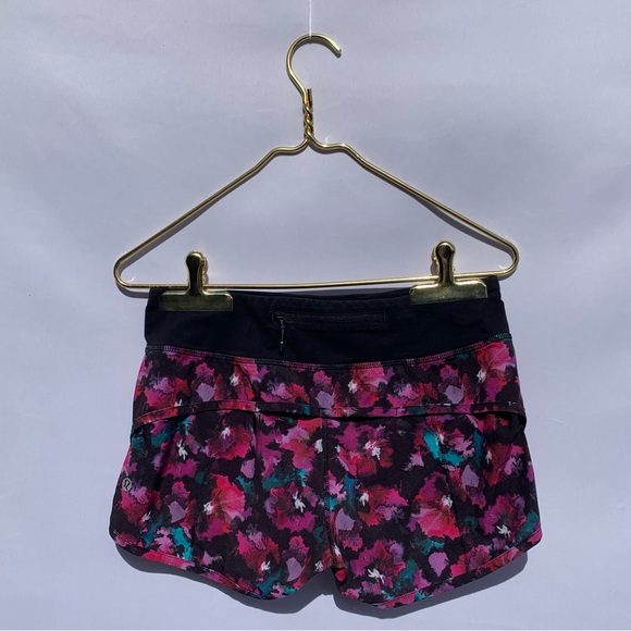 Lululemon Speed Short Mini Midnight Bloom Black Deep Fuchsia W7A19S NO LINER / 4 - Picture 12 of 14
